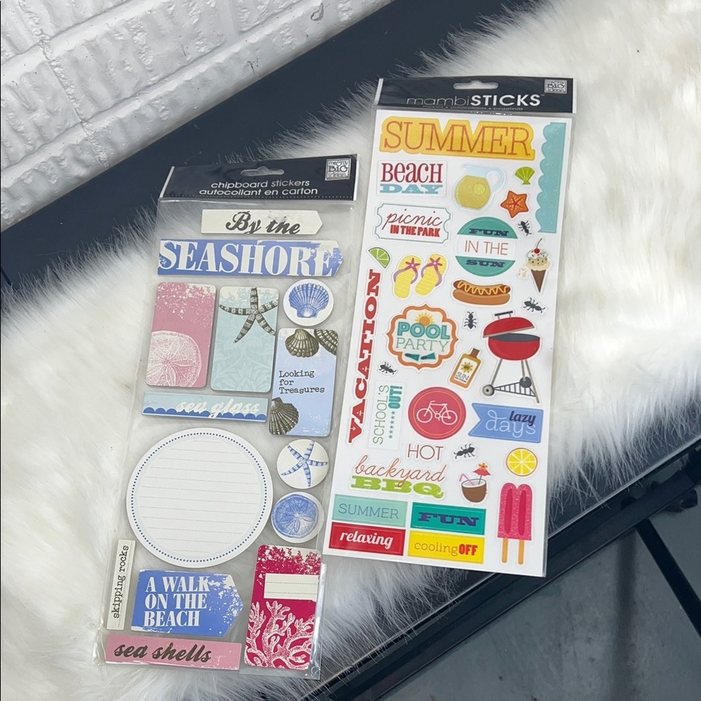Mambi Stickers Seaside and Picnic Theme Stickers - Blue, Red, Yellow Scrapbook